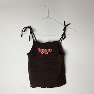 Primark Floral Black Tie Tank Top